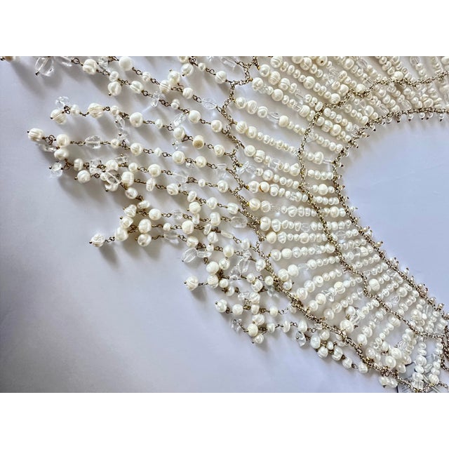 Gold Rosantica Pearl Necklace Gold Plated Bib Necklace Rock Crystal Milano Italy For Sale - Image 8 of 11