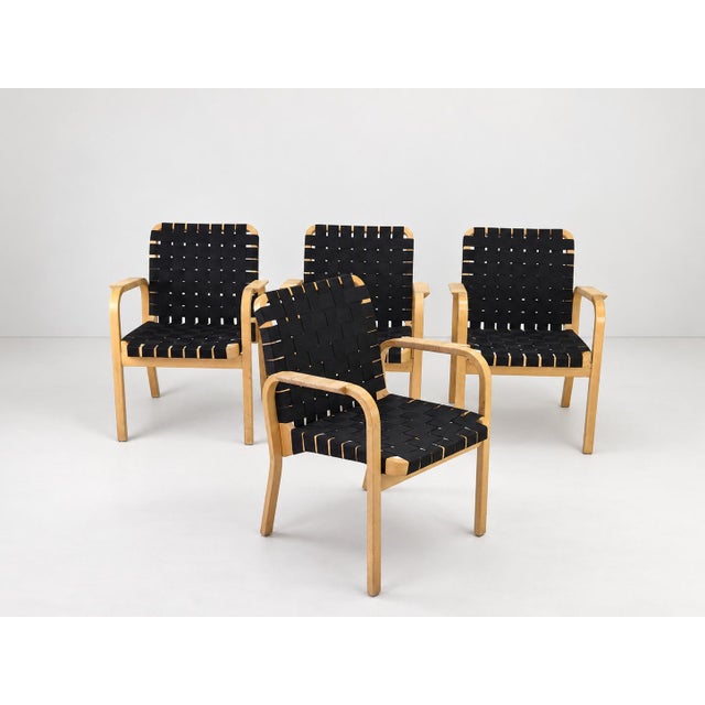 Wood Model 45 Lounge Chairs by Alvar Aalto for Artek, 1970s, Set of 4 For Sale - Image 7 of 18