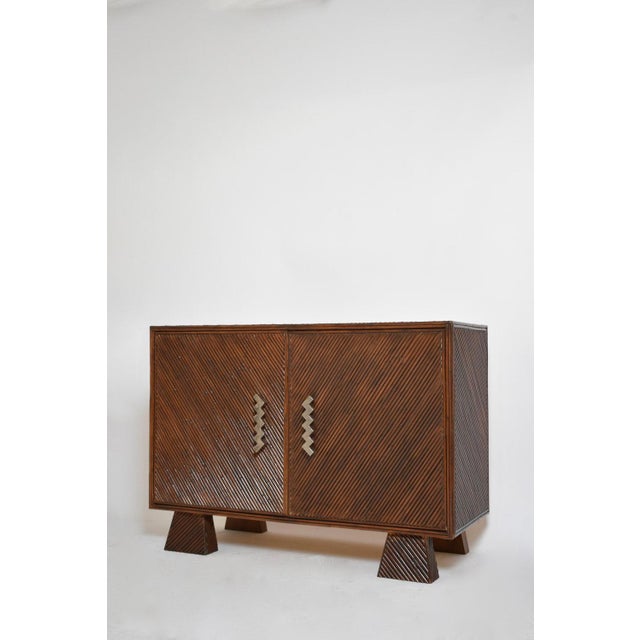 Brown Rattan and Nickeled Bronze Arrabida Sideboard from Barracuda Interiors For Sale - Image 4 of 6