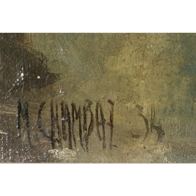 Dimensions without frame: 24 x 31 x 0,5 cm. Signed and dated "Chambaz 34" in the lower left corner. An evocative and...