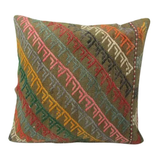 Embroidered Kilim Pillow Cover For Sale