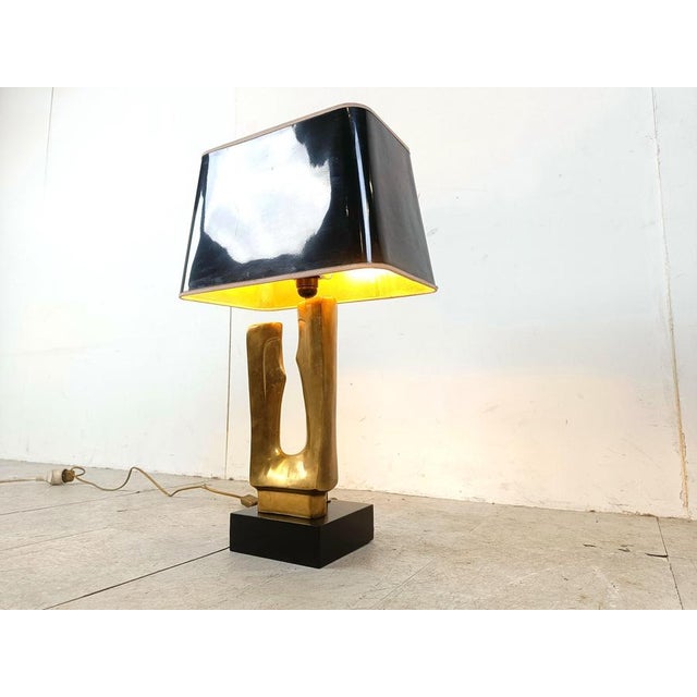 Mid-Century Brass Leaf Table Lamp, 1970s For Sale - Image 11 of 12