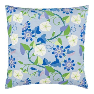 The House Of Scalamandré Morning Glory Square Pillow In Cornflower For Sale