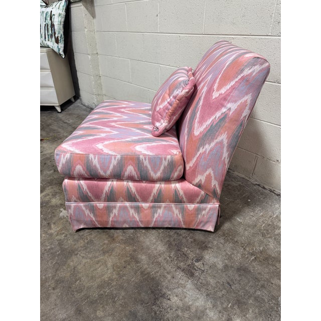 Post Modern Pink Flame Stitch Slipper Chair For Sale - Image 9 of 9