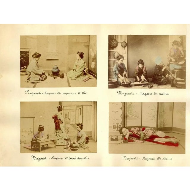 Ancient Portraits of Women from Nagasaki - Hand-Colored Albumen Print 1870/1890 1870/1890 For Sale