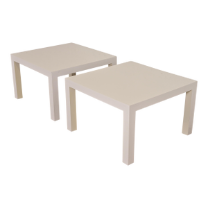 Milo Baughman for Thayer Coggin Mid-Century Modern White Parsons Side Tables, Pair