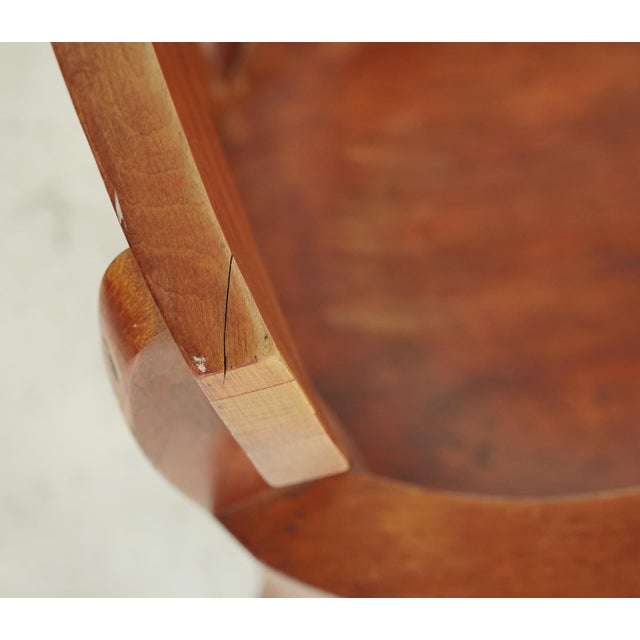 Mid 20th Century Vintage Slat Back Wooden Bankers Chairs- Set of 3 For Sale - Image 4 of 12