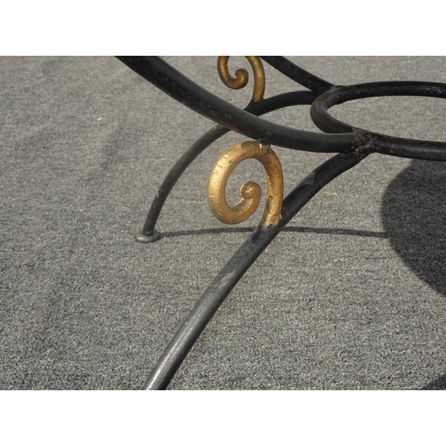 Vintage Spanish Style Wrought Iron W White & Gray Marble Top Coffee Table For Sale - Image 12 of 13