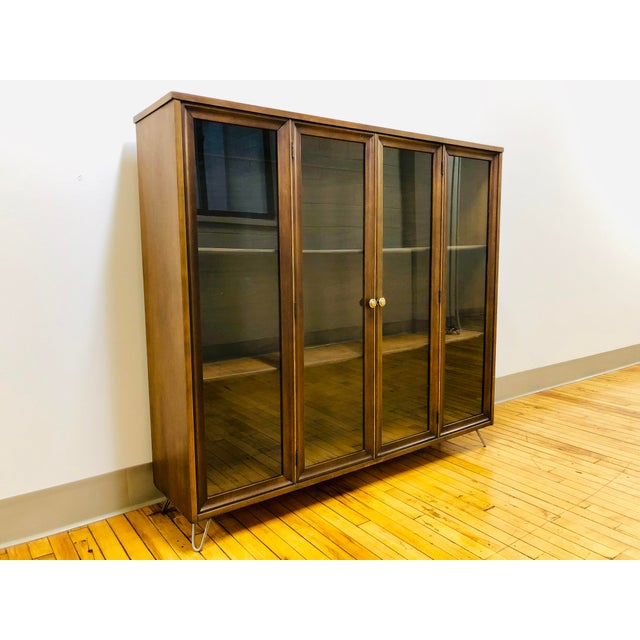 Black Mid Century Modern Broyhill Brasilia Display Case Shelving Unit on Custome Hairpin Legs For Sale - Image 8 of 8