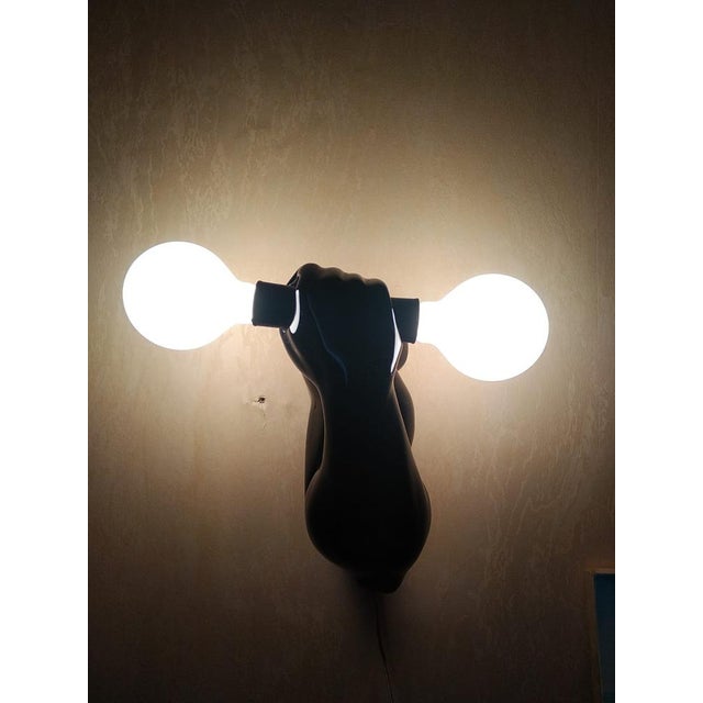 Black Black Arm Wall Lights with Dumbbells, Set of 2 For Sale - Image 8 of 16