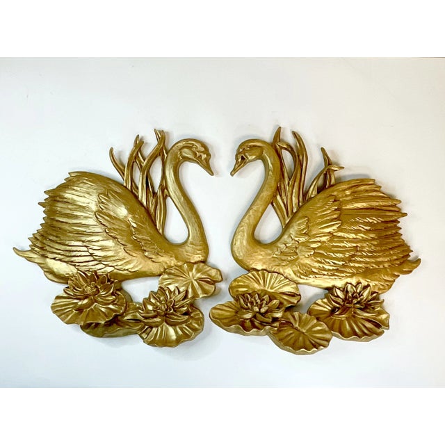 Mid-Century Hollywood Regency Swan Sculptural Wall Objects - A Pair. For Sale - Image 9 of 12