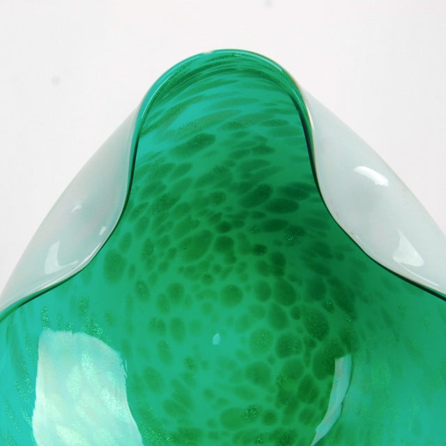 Mid Century Murano Green Glass Bowl or Ashtray Gold Flecking For Sale In Phoenix - Image 6 of 7