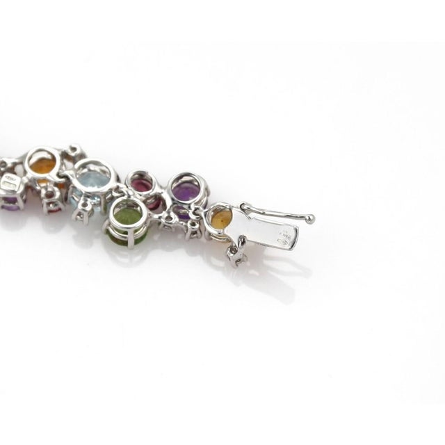 Mid 20th Century Mid 20th Century Diamonds & Assorted Multicolor Gems 18k White Gold Bracelet For Sale - Image 5 of 5