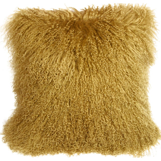 Mongolian Sheepskin Gold Throw Pillow Chairish