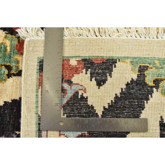 Suzani Runner 5'1'' X 14'1'' Beige Wool Modern Hand-Knotted Oriental Rug For Sale - Image 12 of 12