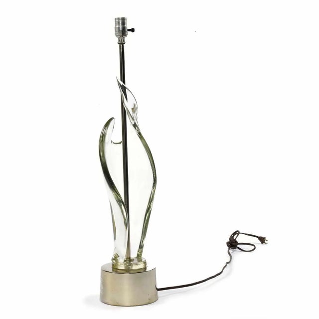 Italian Mid-Century Modern Sculptural Clear Murano Glass Table Lamp For Sale - Image 9 of 10