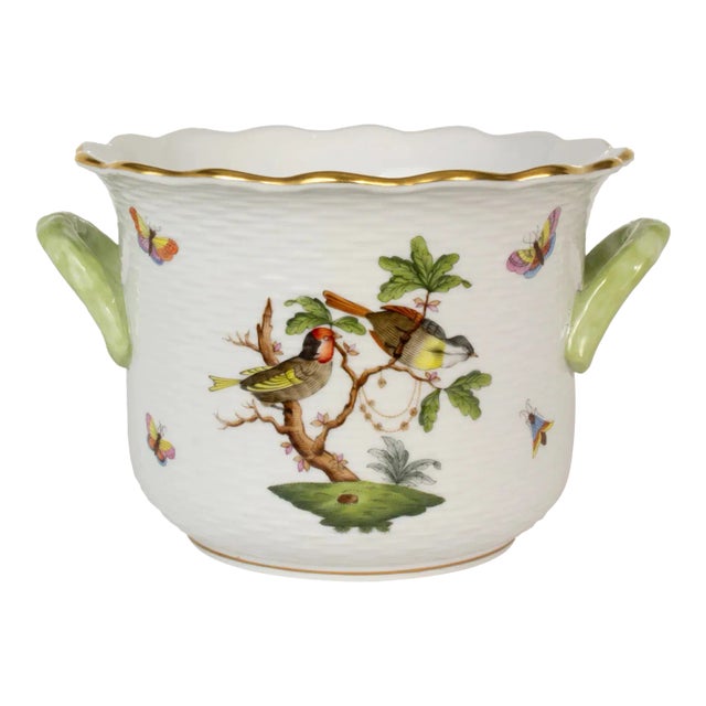 Vintage Herend Hungarian Porcelain Rothchild Basketweave Cache Pot Planter For Sale