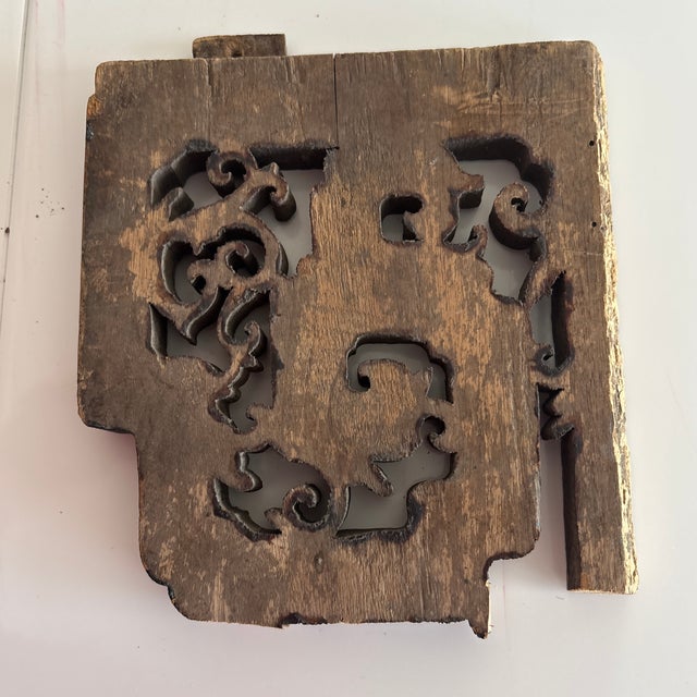 Asian Antique Carved Wood Fragment For Sale - Image 9 of 11