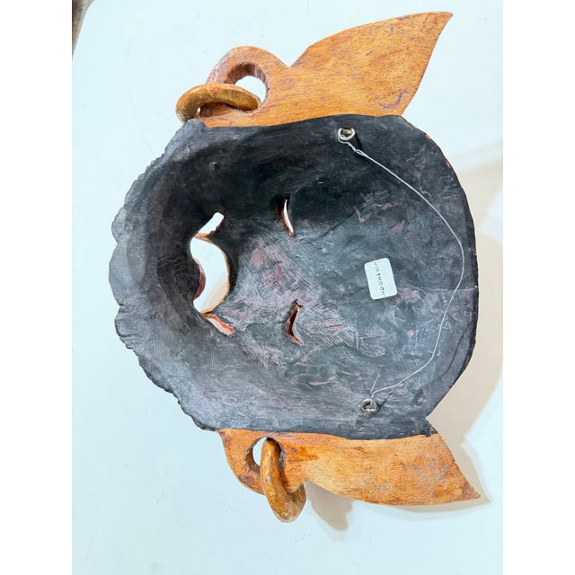 Wood Vintage Balinese Hand-Carved & Painted Barong Monkey Wood Wall Mask For Sale - Image 7 of 11