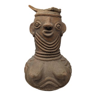 Rare Terracotta Yoruba Tribe Osun Shrine Jar (C. 1910s-1940s) For Sale