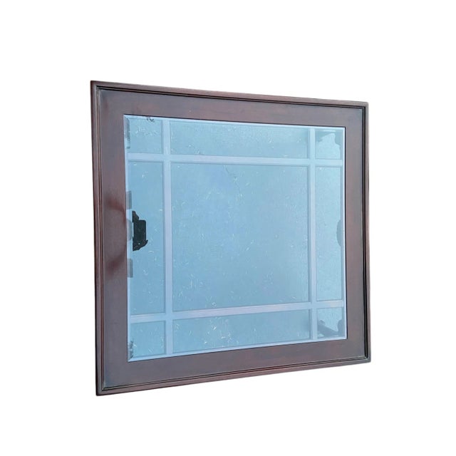 Late 20th Century Hekman Mahogany Square Coffee Table With Glass Insert - 2 Available For Sale - Image 5 of 12