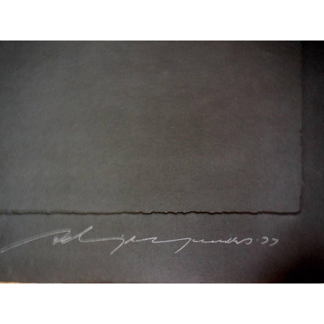 Adja Yunkers Adja Yunkers, Latvian Modernist 'The Sky Hides All It's Birds' Intaglio Etching Embossing For Sale - Image 4 of 4