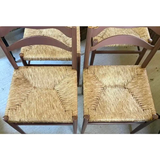 French Country Dining Chairs With Rush Seats For Sale - Image 4 of 9