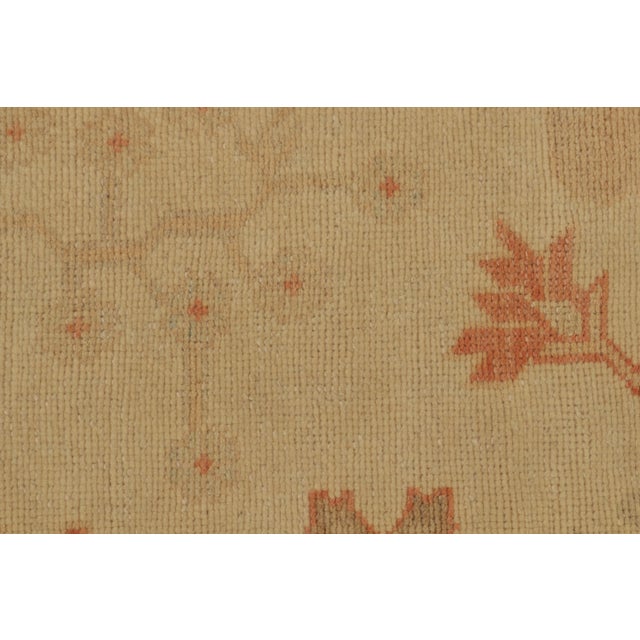 Vintage Turkish Oushak Rug in an All Over Beige, Orange, Green Floral Pattern For Sale In New York - Image 6 of 9