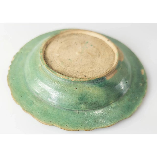Ceramic 17th Century or Earlier Han or Tang Style Green Glazed Molded Plate For Sale - Image 7 of 9