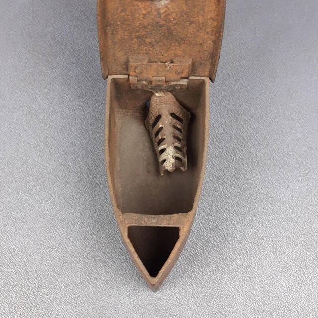 Antique French Coal Iron and Wooden Handle For Sale - Image 9 of 14
