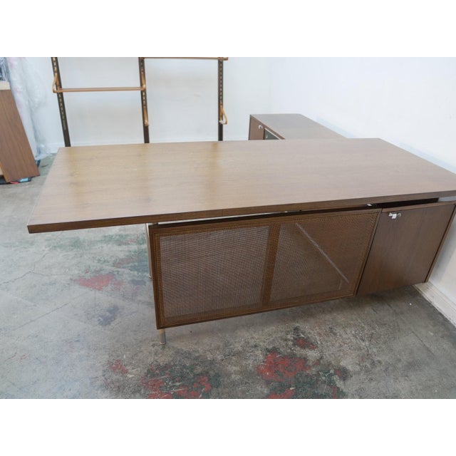 1960s George Nelson for Herman Miller Mahogany Desk W/ Mesh Front $4,999.00 72"w X 72" D X 30" H For Sale - Image 16 of 18