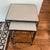 Contemporary Modern Industrial Style Oly Studio Steel and Cream Leather Nesting Tables For Sale - Image 3 of 7