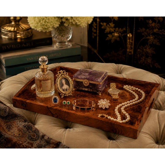 Traditional Rare Fragrant Thuya Exotic Wood Tray Large 15.5" Solid Wood For Sale - Image 3 of 18
