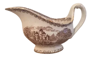 Vintage Ironstone Brown Transfer Ware Gravy Boat