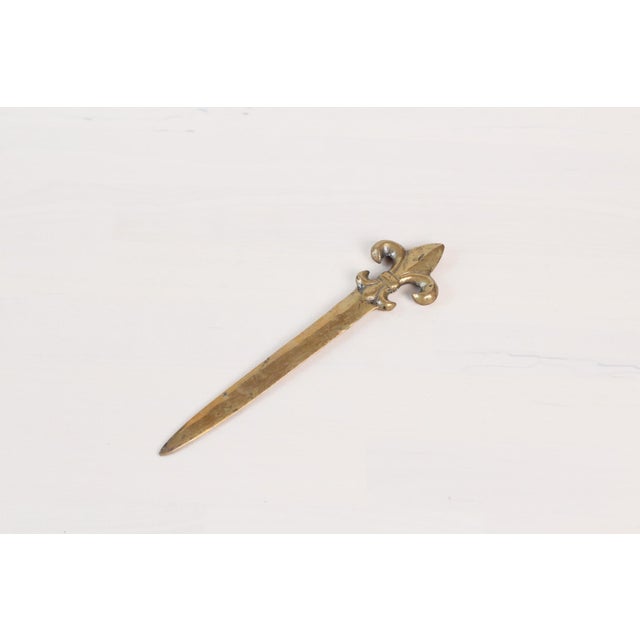 Mid-Century Brass Fleur De Lys Letter Opener For Sale - Image 10 of 10