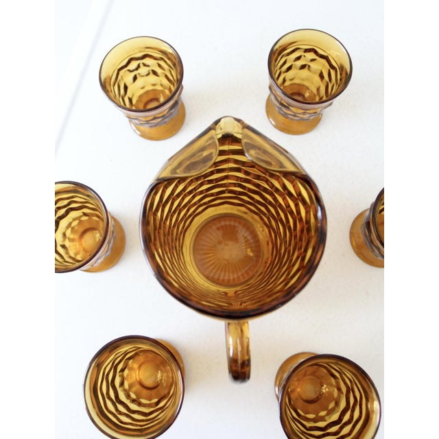 Vintage Amber Glass Pitcher and Tumbler Set For Sale - Image 12 of 12