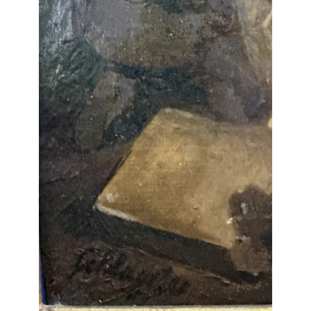 Beige Karl Schlageter, Painter in the Studio, Oil Painting on Canvas For Sale - Image 8 of 13