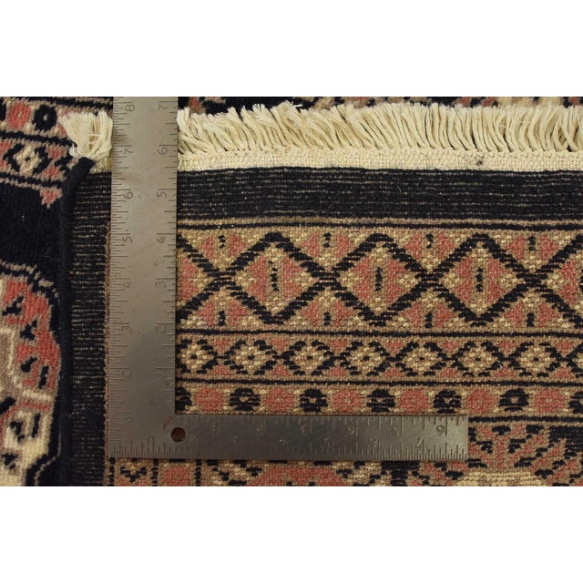 Bokhara Rug 4’1” X 6′ Blue Wool Tribal Hand-Knotted Oriental Carpet For Sale - Image 12 of 12