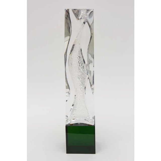 Modern Vintage Pebbled Tall Transparent Lucite Sculpture on Green Lucite Base For Sale - Image 3 of 12