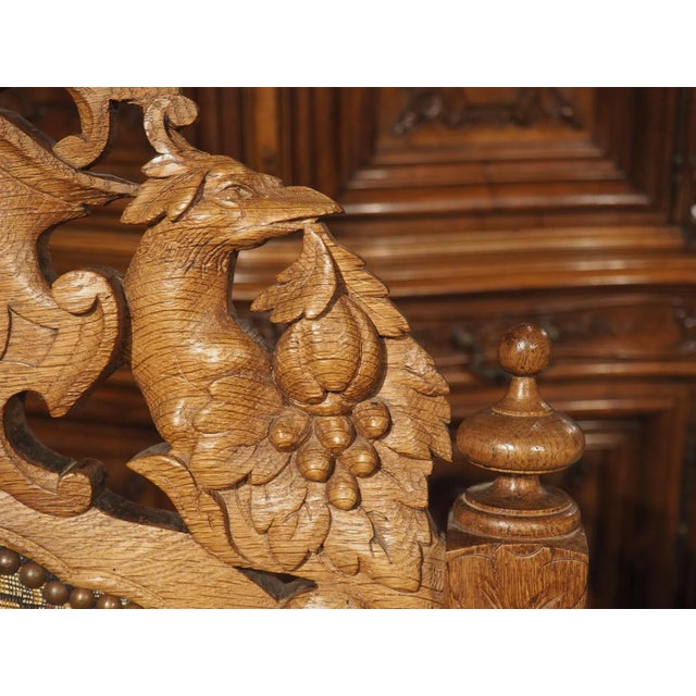 Large Carved Oak Renaissance Style Armchair From France, C. 1890 For Sale - Image 9 of 13