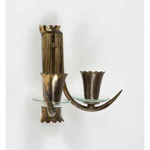 Mid-Century Sconces in Brass and Glass in the style of Gio Ponti, Italy, 1950s For Sale - Image 6 of 17