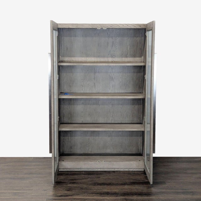 Modern Restoration Hardware Machinto Glass Double Door Cabinet For Sale - Image 3 of 9
