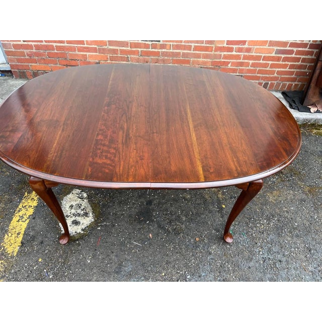 Vintage Queen Anna Style Solid Cherry Dining Table With 2 Leaves For Sale - Image 9 of 12