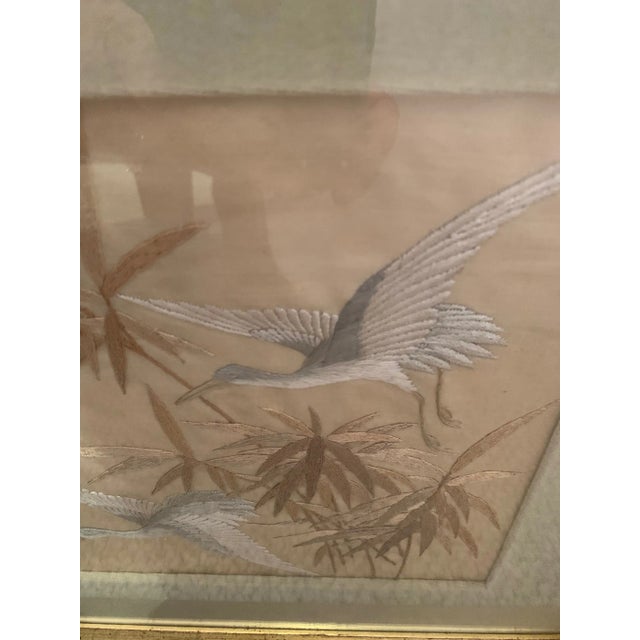 Antique Framed Needlework of Herons - a Pair For Sale - Image 4 of 11