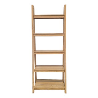Crate & Barrel Strut Natural Teak 4-Shelf Bookshelf For Sale