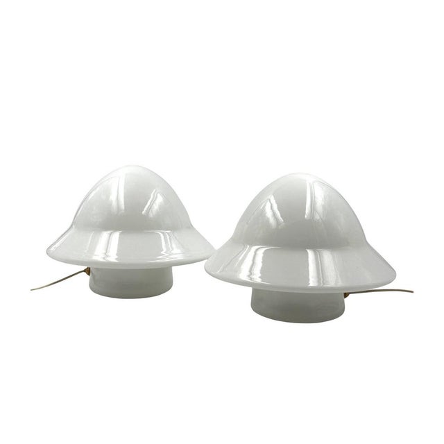 Space Age Opaline Glass Table Lamps, Italy, 1970s, Set of 2 For Sale - Image 9 of 13