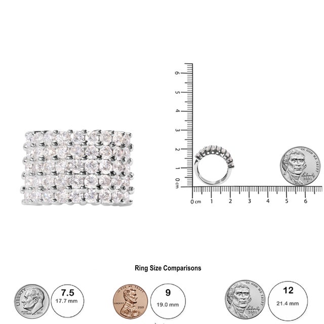 14k White Gold 4.0 Cttw Diamond 5 Row Ring Band (I-J Color, I1-I2 Clarity) - Ring - Size 7 For Sale In New York - Image 6 of 6
