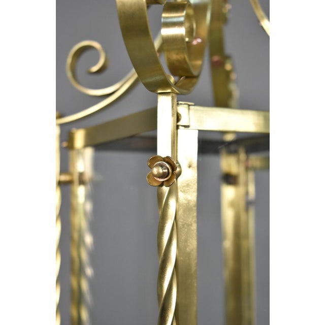 Large French Brass Lantern, 1920s For Sale - Image 11 of 18