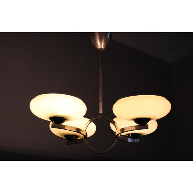 Art Deco Nickel Chandelier with Champagne Glass, 1930s For Sale - Image 10 of 11