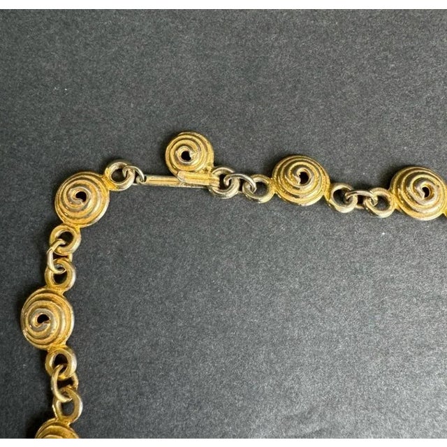 Mid 20th Century Gold Tone Bib Statement Necklace Waterfall Pendants Etruscan Revival Maximalist Vendome For Sale - Image 5 of 11